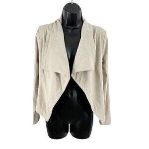 Romeo & Juliet Couture Open‎ Front Drape Long Sleeve Jacket Stone Cream Small